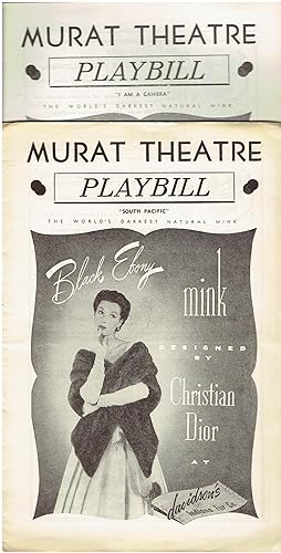 Seller image for Two vintage Playbills from the Murat Theatre in Indianapolis, Indiana - "South Pacific" and "I Am A Camera" for sale by Manian Enterprises