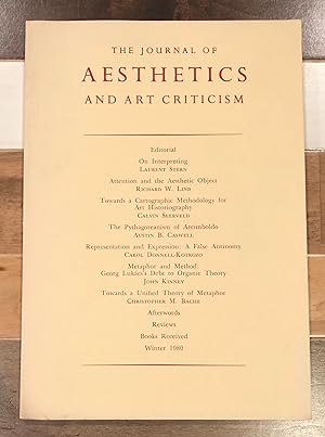 Seller image for The Journal of Aesthetics and Art Criticism, Winter 1980, Vol XXXIX, No. 2 for sale by Rosario Beach Rare Books