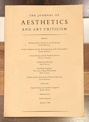 Seller image for The Journal of Aesthetics and Art Criticism, Summer 1988, Vol XLVI, No. 4 for sale by Rosario Beach Rare Books