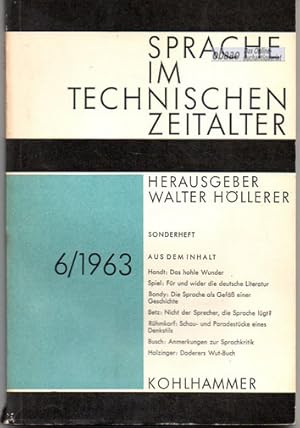 Sprache im technischen Zeitalter 6 / 1963 Sonderheft