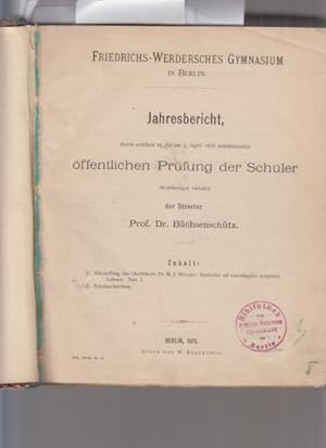 Jahresbericht, durch welchen zu der am 5. April 1876 stattfindenden öffentlichen Prüfung der Schü...