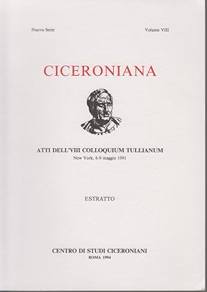 Bild des Verkufers fr The Influence of Cicero on John Adams. [From: Ciceroniana, N.S., Vol. 8]. Atti dell'VIII Colloquium Tullianum, New York, 6-9 maggio 1991. zum Verkauf von Fundus-Online GbR Borkert Schwarz Zerfa