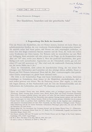 Der Iliasdichter, Anatolien und der griechische Adel. [Aus: KLIO, Bd. 82, Nr. 1, 2000].