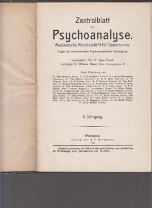 Bild des Verkufers fr Die Handhabung der Traumdeutung in der Psychoanalyse. . (u.v.a.). Zentralblatt fr Psychoanalyse. II. Jahrgang. Hrsg. Prof. Dr. Sigmund Freud. Schriftleiter: Dr. Wilhelm Stekel. Medizinische Monatsschrift fr Seelenkunde. (Kompletter Jahrgang 1912) zum Verkauf von Fundus-Online GbR Borkert Schwarz Zerfa