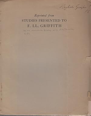 Bild des Verkufers fr Two Greek Papyri. [From: Studies Presented to F. LL. Griffith on His Seventieth Birthday]. zum Verkauf von Fundus-Online GbR Borkert Schwarz Zerfa