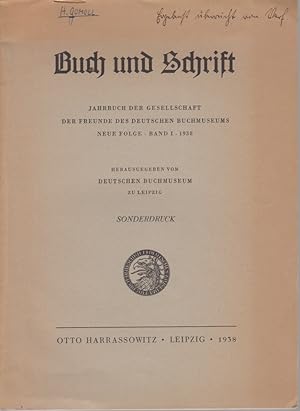 Bibliographie des griechisch-römischen Bibliothekswesens 1899-1938. [Aus: Buch und Schrift, N.F.,...