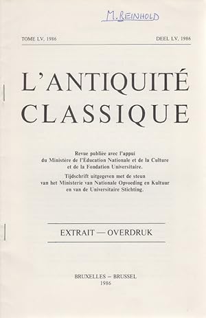 Bild des Verkufers fr In Praise of Cassius Dio. [From: L'Antiquit Classique, Tome 55, 1986]. zum Verkauf von Fundus-Online GbR Borkert Schwarz Zerfa