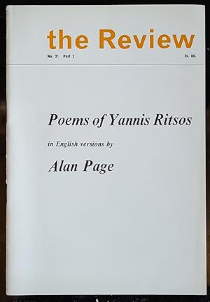 Imagen del vendedor de Poems of Yannis Ritsos in English Versions by Alan Page The Review No 21. Part 3: a la venta por Shore Books