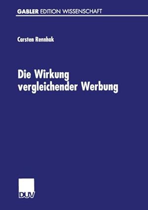 Imagen del vendedor de Die Wirkung vergleichender Werbung a la venta por BuchWeltWeit Ludwig Meier e.K.