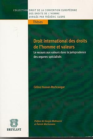 Droit international des droits de l'homme et valeurs. Le recours aux valeurs dans la jurisprudenc...