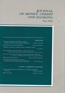 Journal of Money, Credit and Banking Vol. 32 No. 2, May 2000