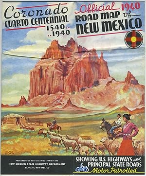 Seller image for Official 1940 Road Map of New Mexico (Coronado Cuarto Centennial Issue) showing U.S. Highways and Principal State Roads for sale by Antipodean Books, Maps & Prints, ABAA