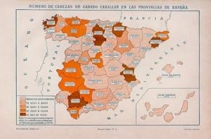 Seller image for LAMINA V16645: Mapa del numero de cabezas de ganado caballar en Espaa for sale by EL BOLETIN