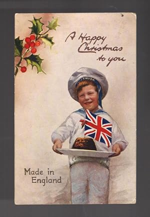 Made in England - Patriotic Christmas Pudding Postcard