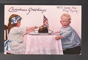 Keep the Flag Flying - Patriotic Christmas Pudding Postcard