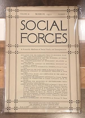 Seller image for Social Forces: A Scientific Medium of Social Study and Interpretation, Volume 29, No. 3, March 1951 for sale by Rosario Beach Rare Books