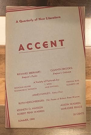 Imagen del vendedor de Accent: A Quarterly of New Literature: Summer 1944 a la venta por Rosario Beach Rare Books