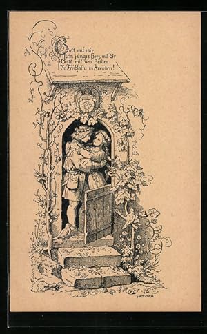 Bild des Verkufers fr Knstler-Ansichtskarte Ludwig Richter: Gott mit uns, Aus Frs Haus zum Verkauf von Bartko-Reher