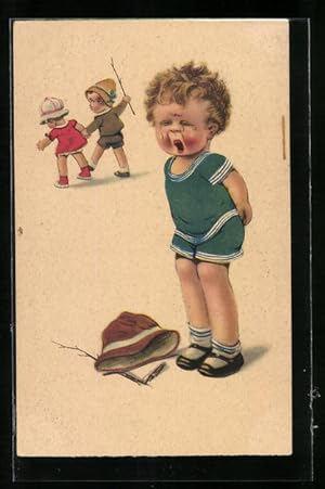 Bild des Verkufers fr Ansichtskarte Kind weint nach verlorener Rauferei zum Verkauf von Bartko-Reher