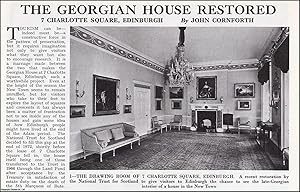 Imagen del vendedor de The Georgian House Restored: 7 Charlotte Square, Edinburgh. Several pictures and accompanying text, removed from an original issue of Country Life Magazine, 1976. a la venta por Cosmo Books