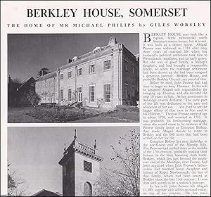 Immagine del venditore per Berkley House, Somerset: The Home of Mr Michael Philips. Several pictures and accompanying text, removed from an original issue of Country Life Magazine, 1988. venduto da Cosmo Books