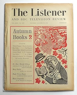 Imagen del vendedor de Cover design for The Listener. Vol. LXXII No.1857, Thursday October 19, 1964. a la venta por Roe and Moore