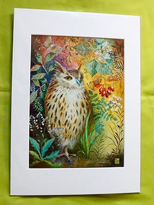 Archimedes (Acrylic on Gessoe Panel): Mounted Owl Fusion Print
