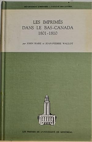 Les imprimés dans le Bas-Canada, 1801-1810