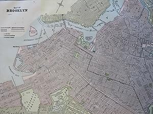 Brooklyn New York City Plan Naval Yard 1886 Cram color lithographed map