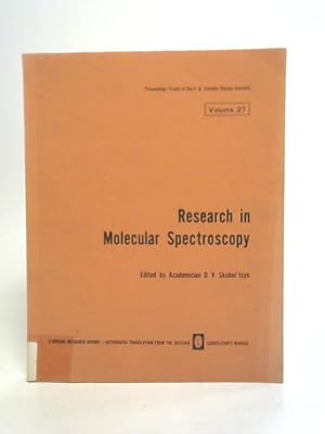 Image du vendeur pour Research in Molecular Spectroscopy Vol 27 mis en vente par World of Rare Books