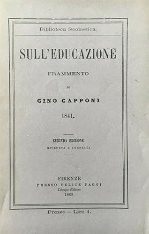 Imagen del vendedor de Sull'educazione, frammento. a la venta por FIRENZELIBRI SRL