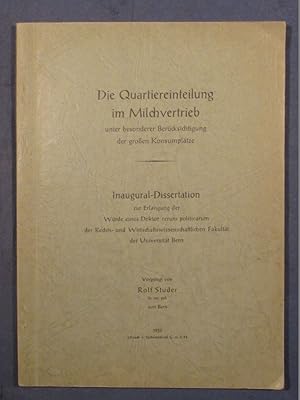 Seller image for Die Quartiereinteilung im Milchvertrieb unter besonderer Bercksichtigung der groen Konsumpltze. for sale by Das Konversations-Lexikon