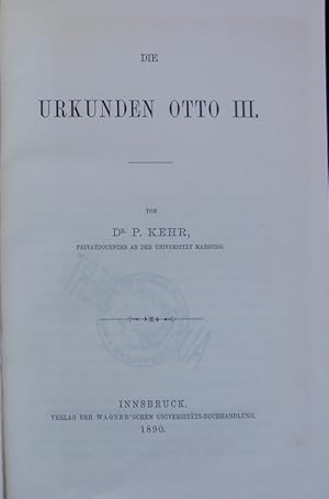 Bild des Verkufers fr Urkunden Otto III. zum Verkauf von Antiquariat Bookfarm