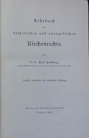 Bild des Verkufers fr Lehrbuch des katholischen und evangelischen Kirchenrechts. zum Verkauf von Antiquariat Bookfarm