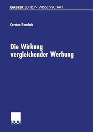 Imagen del vendedor de Die Wirkung Vergleichender Werbung -Language: german a la venta por GreatBookPricesUK