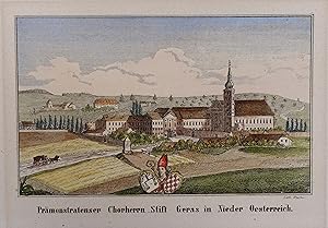 Prämonstratenser Chorherrn-Stift Geras in Nieder Oesterreich. Kolorierte Lithographie v. Wacha au...