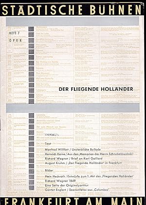 Bild des Verkufers fr Spielzeit 1956/57 Heft 7: Der fliegende Hollnder zum Verkauf von Versandantiquariat Karin Dykes