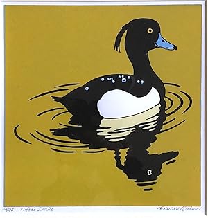 ROBERT GILLMOR COVER BIRDS - Tufted Drake, ORIGINAL LIMITED LINOCUT