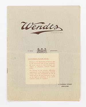 Wendts. Established 85 Years. 74 Rundle Street Adelaide [cover title]