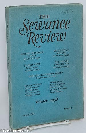 Immagine del venditore per The Sewanee Review: vol. 66, #1, Winter 1958: Metaphor as Mistake by Percy venduto da Bolerium Books Inc.