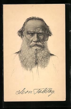 Bild des Verkufers fr Knstler-Ansichtskarte Portrait des Russischen Schriftstellers Graf Leo Tolstoi zum Verkauf von Bartko-Reher