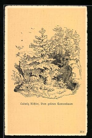 Bild des Verkufers fr Knstler-Ansichtskarte Ludwig Richter: Vom grnen Tannenbaum zum Verkauf von Bartko-Reher