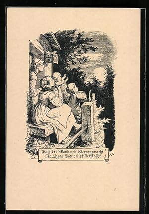 Seller image for Knstler-Ansichtskarte Ludwig Richter: Christenfreude in Lied und Bild - Abendlied for sale by Bartko-Reher