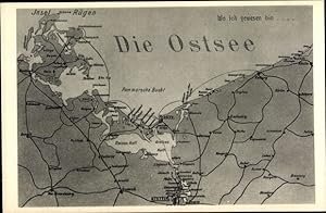Landkarten Ansichtskarte / Postkarte Ostsee, Insel Rügen, Pommersche Bucht, Stettin