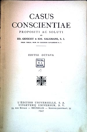 Imagen del vendedor de Casus Conscientiae propositi ac Soluti. a la venta por books4less (Versandantiquariat Petra Gros GmbH & Co. KG)