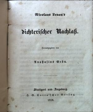 Bild des Verkufers fr Nikolaus Lenau's dichterischer Nachla. zum Verkauf von books4less (Versandantiquariat Petra Gros GmbH & Co. KG)