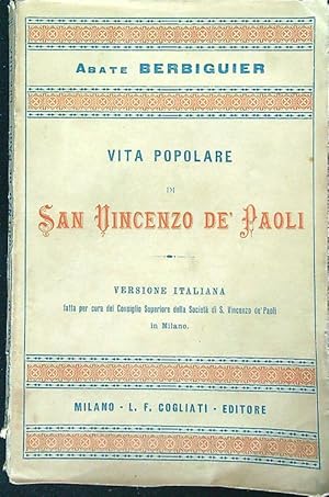 Bild des Verkufers fr Vita popolare di San Vincenzo de' Paoli zum Verkauf von Librodifaccia