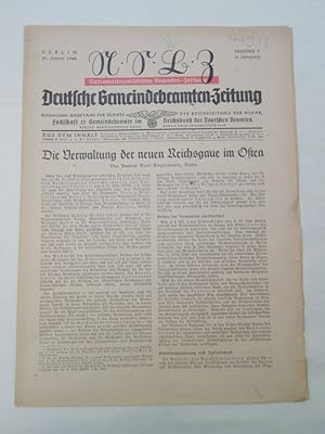 Seller image for Deutsche Gemeindebeamten-Zeitung. Fachschaft "Gemeindeverwaltungen" im Reichsbund der Deutschen Beamten. 9. Jahrgang Nr. 2 vom 21. Januar 1940 for sale by Galerie fr gegenstndliche Kunst