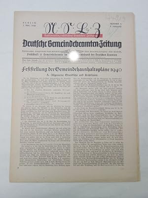 Seller image for Deutsche Gemeindebeamten-Zeitung. Fachschaft "Gemeindeverwaltungen" im Reichsbund der Deutschen Beamten. 9. Jahrgang Nr. 5 vom 3. Mrz 1940 for sale by Galerie fr gegenstndliche Kunst