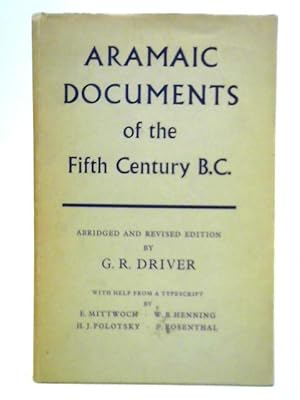 Bild des Verkufers fr Aramaic Documents of the Fifth Century B.C. zum Verkauf von World of Rare Books